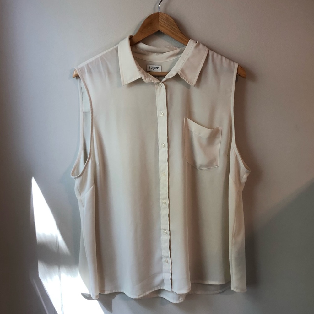 J. Crew Cream Sleeveless Button Top